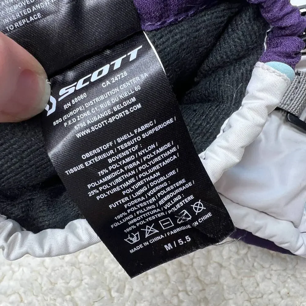 Scott Purple White Ski Gloves Medium 5.5